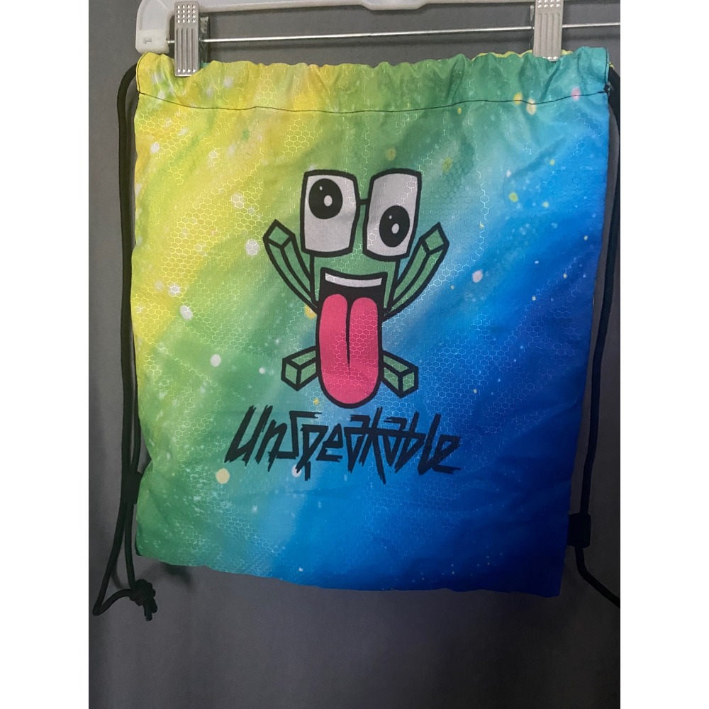 Unspeakable Frog Drawstring Backpack Ombre Galaxy Yellow Green Blue Cinch Bag